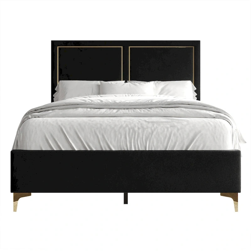 CraftPorch Minimalist Upholstered Velvet Bed