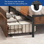 Moasis Queen/King Metal Platform Bed with 4 Storage Drawers and Charging Station