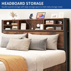 Moasis Queen/King Metal Platform Bed with 4 Storage Drawers and Charging Station