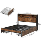 Moasis Queen/King Metal Platform Bed with 4 Storage Drawers and Charging Station