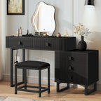 Moasis Makeup Vanity Set with Mirror Stool Power Station 5 Drawers Dressing Table Desk - 43.3 x 15.74 x 49.9 inch (L x W x H)