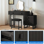 Moasis Makeup Vanity Set with Mirror Stool Power Station 5 Drawers Dressing Table Desk - 43.3 x 15.74 x 49.9 inch (L x W x H)