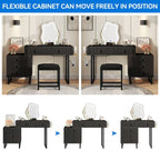 Moasis Makeup Vanity Set with Mirror Stool Power Station 5 Drawers Dressing Table Desk - 43.3 x 15.74 x 49.9 inch (L x W x H)