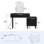 Moasis Makeup Vanity Set with Mirror Stool Power Station 5 Drawers Dressing Table Desk - 43.3 x 15.74 x 49.9 inch (L x W x H)