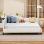 L-Shaped Linen Daybed with Solid Wood Legs