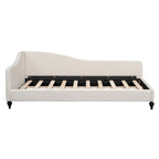 L-Shaped Linen Daybed with Solid Wood Legs