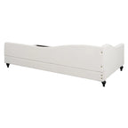 L-Shaped Linen Daybed with Solid Wood Legs