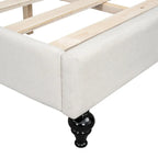 L-Shaped Linen Daybed with Solid Wood Legs