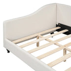 L-Shaped Linen Daybed with Solid Wood Legs