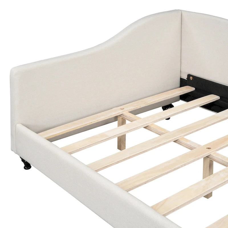 L-Shaped Linen Daybed with Solid Wood Legs