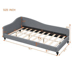 L-Shaped Linen Daybed with Solid Wood Legs