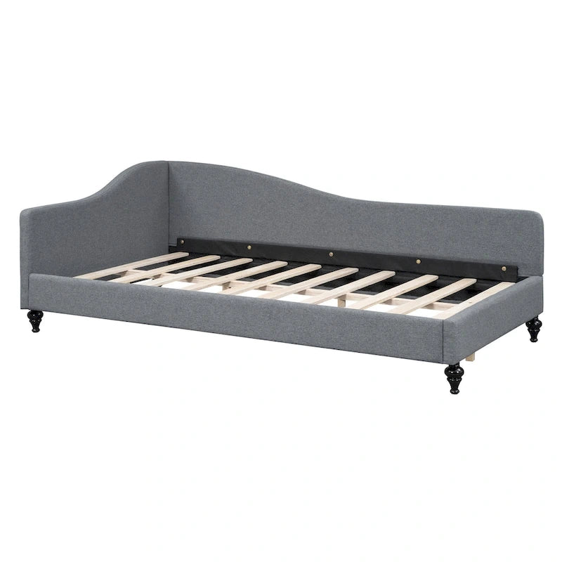 L-Shaped Linen Daybed with Solid Wood Legs