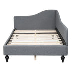 L-Shaped Linen Daybed with Solid Wood Legs