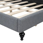 L-Shaped Linen Daybed with Solid Wood Legs