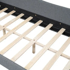 L-Shaped Linen Daybed with Solid Wood Legs