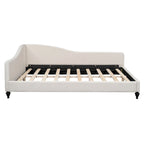 L-Shaped Linen Daybed with Solid Wood Legs