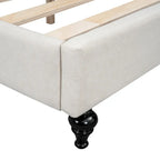 L-Shaped Linen Daybed with Solid Wood Legs
