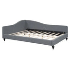 L-Shaped Linen Daybed with Solid Wood Legs