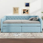 Full Size Velvet Tufted Daybed with 2 Drawers