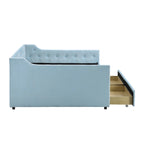 Full Size Velvet Tufted Daybed with 2 Drawers
