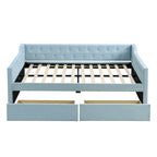 Full Size Velvet Tufted Daybed with 2 Drawers