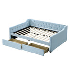 Full Size Velvet Tufted Daybed with 2 Drawers