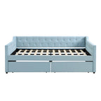 Full Size Velvet Tufted Daybed with 2 Drawers