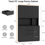 74 Freestanding Kitchen Pantry Cabinet Cupboard with 6 Doors,3 Shelves and 1 Drawer,Versatile Wardrobe & Kitchen Cabinet