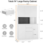 74 Freestanding Kitchen Pantry Cabinet Cupboard with 6 Doors,3 Shelves and 1 Drawer,Versatile Wardrobe & Kitchen Cabinet