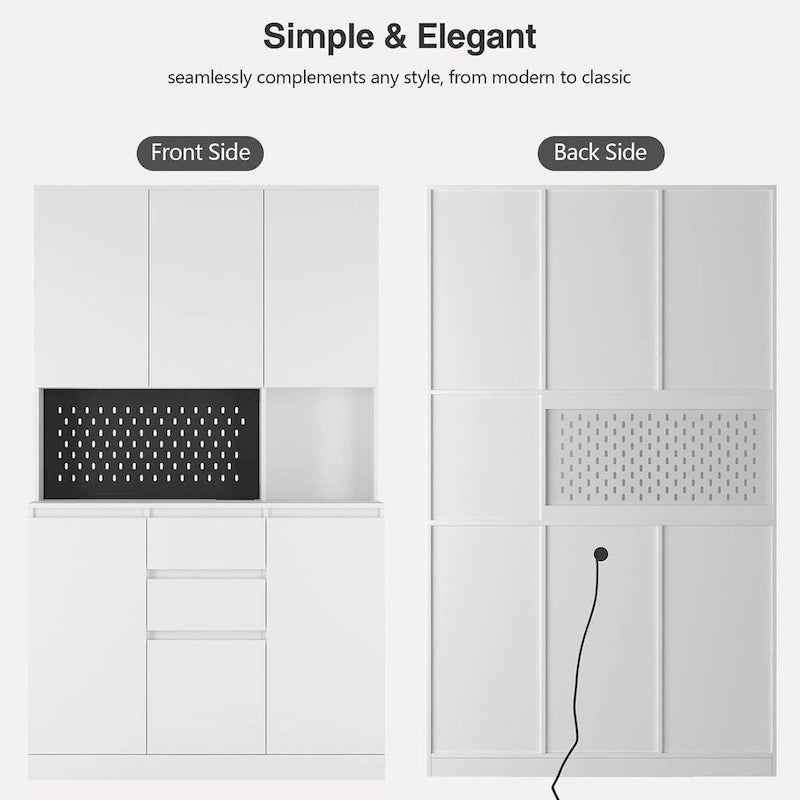 74 Freestanding Kitchen Pantry Cabinet Cupboard with 6 Doors,3 Shelves and 1 Drawer,Versatile Wardrobe & Kitchen Cabinet