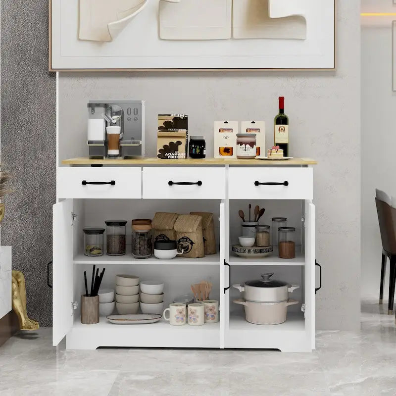 Cabinet storage tableware cabinet- white