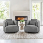 LUE BONA 2 Set Swivel Accent Armchair Fabric Blend, Modern Barrel Living Room Sofa Chair - 32.7 W x 32.7 D x 26.8 H