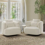 LUE BONA 2 Set Swivel Accent Armchair Fabric Blend, Modern Barrel Living Room Sofa Chair - 32.7 W x 32.7 D x 26.8 H