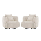 LUE BONA 2 Set Swivel Accent Armchair Fabric Blend, Modern Barrel Living Room Sofa Chair - 32.7 W x 32.7 D x 26.8 H