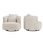 LUE BONA 2 Set Swivel Accent Armchair Fabric Blend, Modern Barrel Living Room Sofa Chair - 32.7 W x 32.7 D x 26.8 H