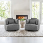 LUE BONA 2 Set Swivel Accent Armchair Fabric Blend, Modern Barrel Living Room Sofa Chair - 32.7 W x 32.7 D x 26.8 H