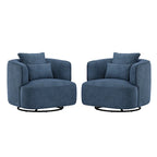 LUE BONA 2 Set Swivel Accent Armchair Fabric Blend, Modern Barrel Living Room Sofa Chair - 32.7 W x 32.7 D x 26.8 H