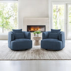 LUE BONA 2 Set Swivel Accent Armchair Fabric Blend, Modern Barrel Living Room Sofa Chair - 32.7 W x 32.7 D x 26.8 H