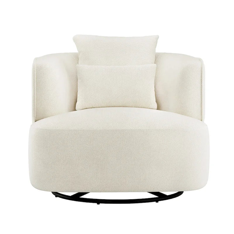 LUE BONA 2 Set Swivel Accent Armchair Fabric Blend, Modern Barrel Living Room Sofa Chair - 32.7 W x 32.7 D x 26.8 H