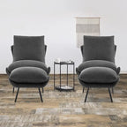 MCombo Set of 2 Accent Chair with Ottoman, Leathaire Fabric LW951