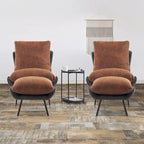 MCombo Set of 2 Accent Chair with Ottoman, Leathaire Fabric LW951