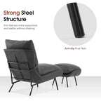 MCombo Set of 2 Accent Chair with Ottoman, Leathaire Fabric LW951