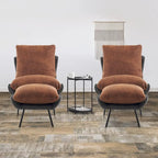 MCombo Set of 2 Accent Chair with Ottoman, Leathaire Fabric LW951