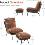 MCombo Set of 2 Accent Chair with Ottoman, Leathaire Fabric LW951