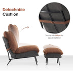 MCombo Set of 2 Accent Chair with Ottoman, Leathaire Fabric LW951