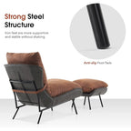 MCombo Set of 2 Accent Chair with Ottoman, Leathaire Fabric LW951