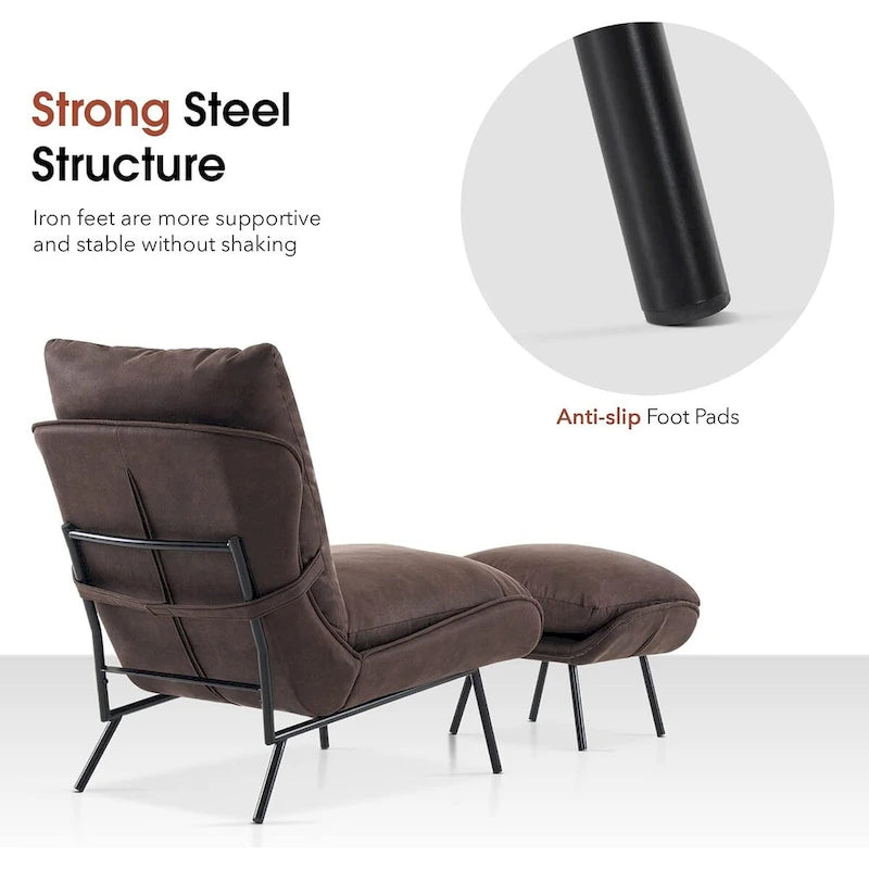 MCombo Set of 2 Accent Chair with Ottoman, Leathaire Fabric LW951