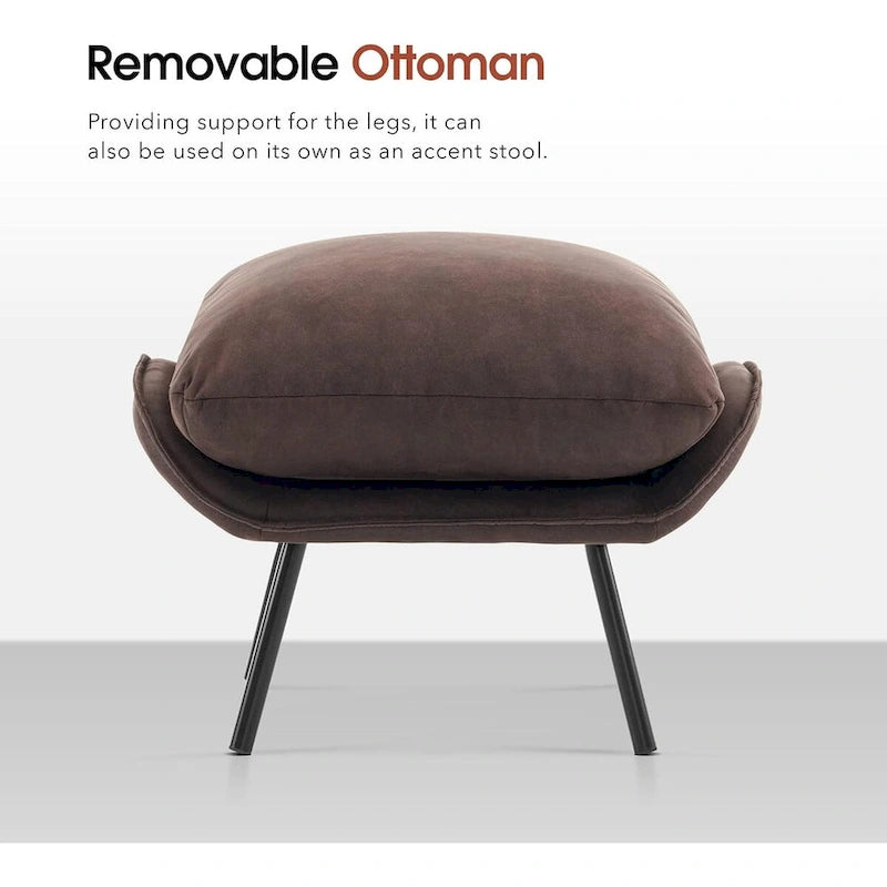 MCombo Set of 2 Accent Chair with Ottoman, Leathaire Fabric LW951