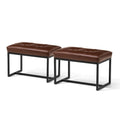 Glitzhome Set of 2 24W Modern PU Leather Button-tufted Ottoman Foot stool