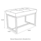 Glitzhome Set of 2 24W Modern PU Leather Button-tufted Ottoman Foot stool